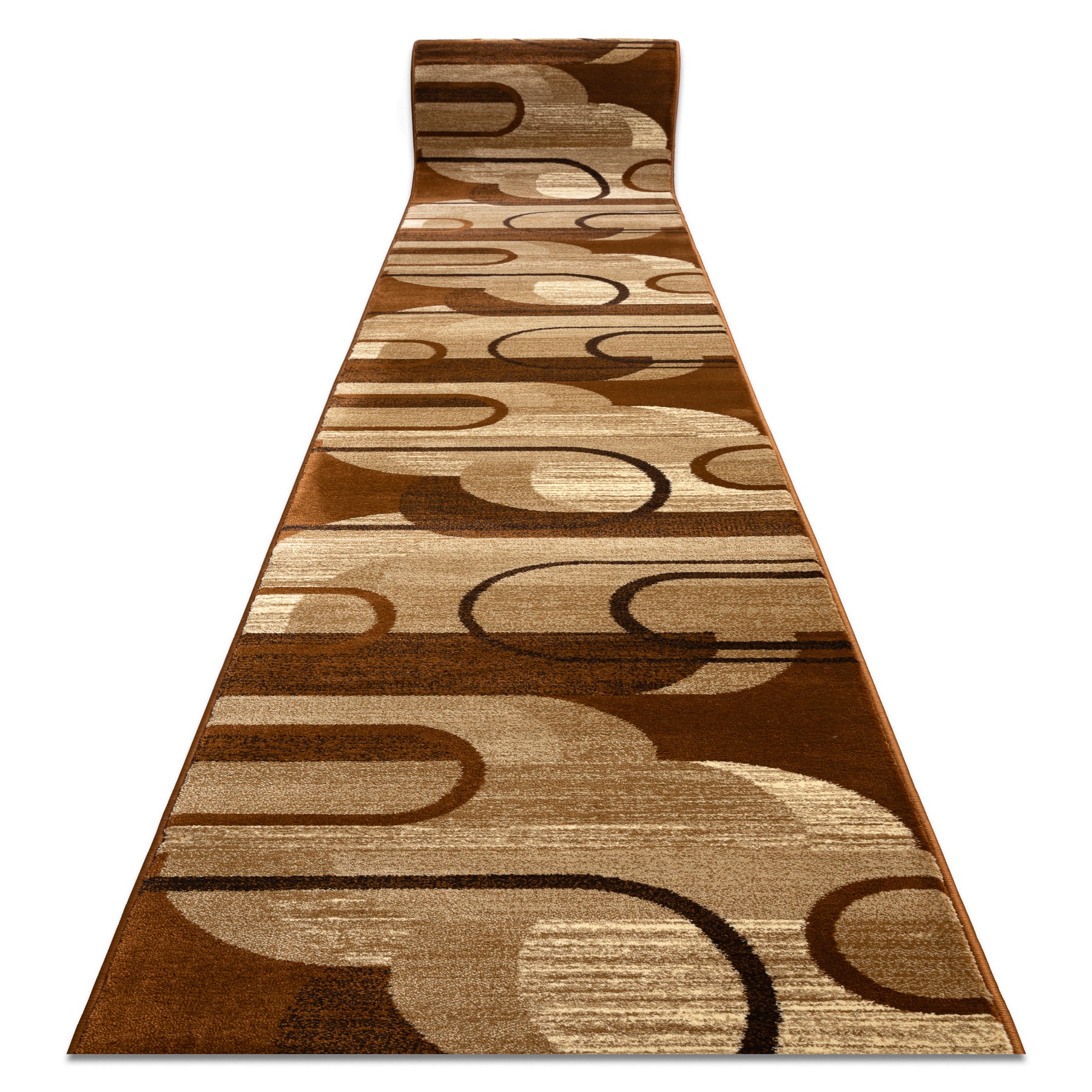 Chodnik HEAT-SET ROYAL HE405 GEOMETRYCZNY brąz / krem 100cm 100x600 cm