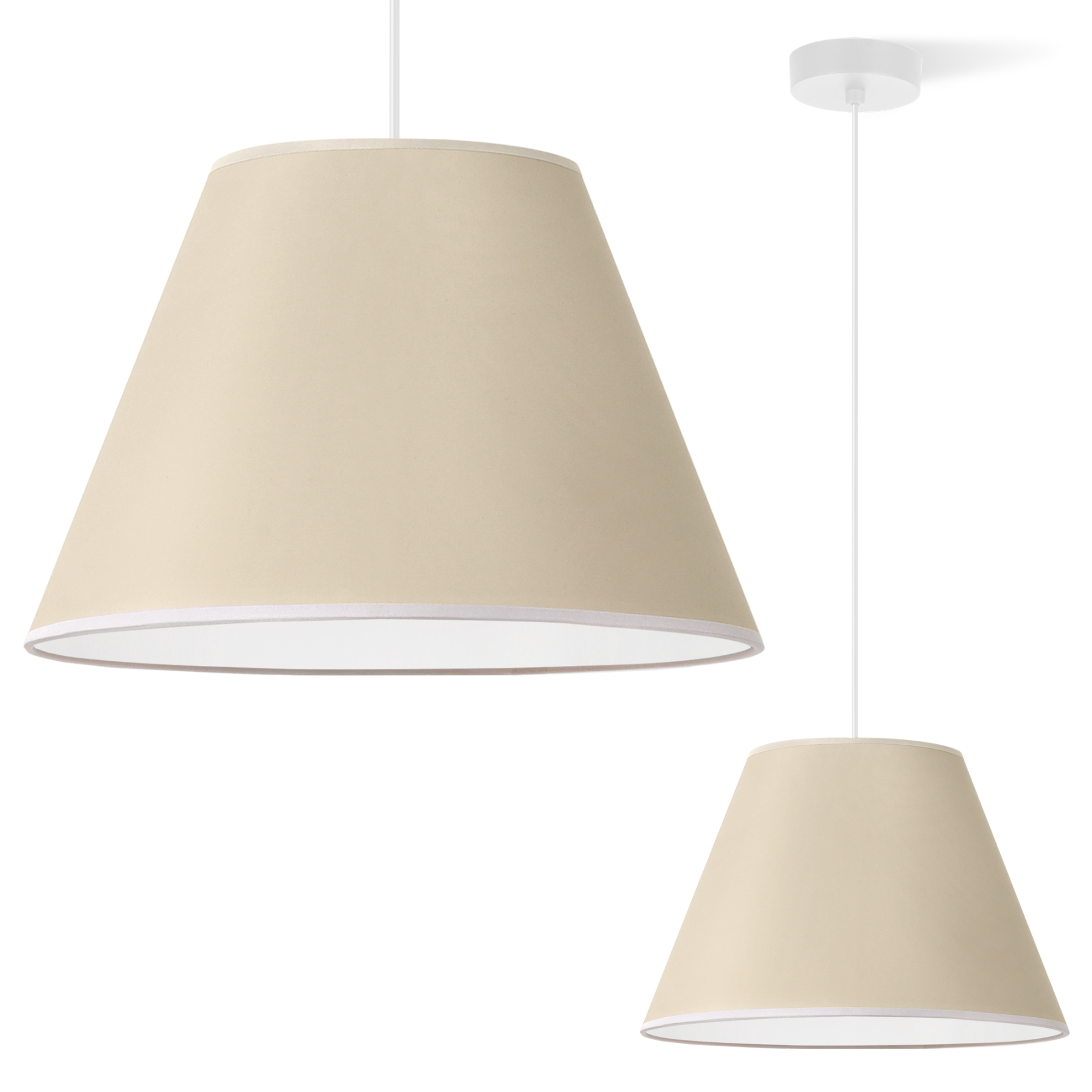 Lampa sufitowa wisząca biała Light Home LH Gaja 1xE27 abażur stożek 30cm jasny beż