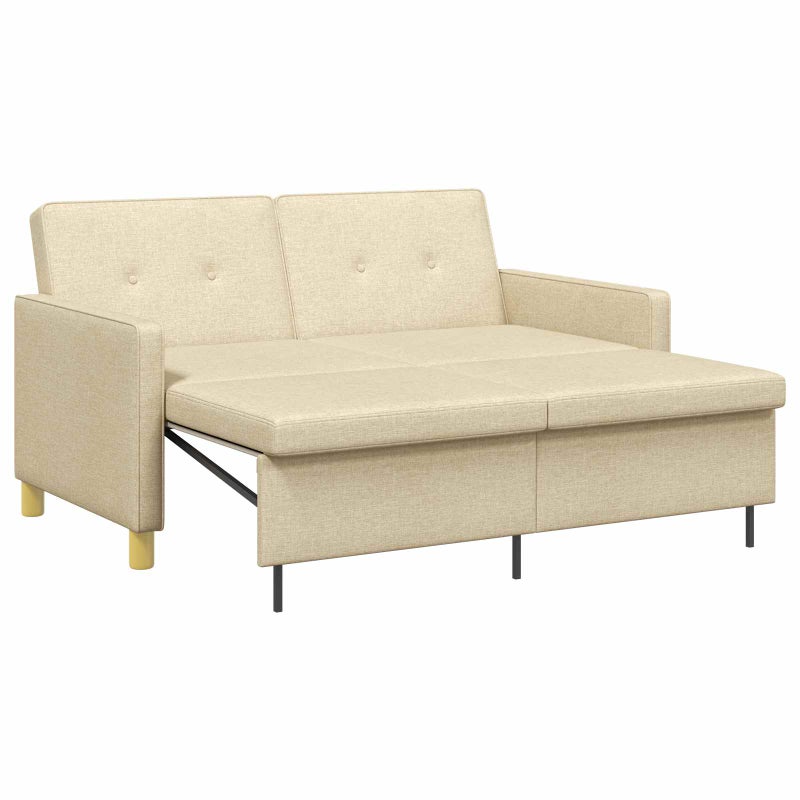 Rozkładana sofa kremowy tkanina