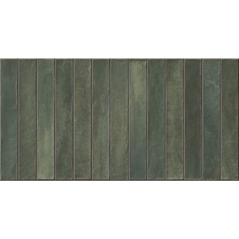 Płytka z gresu porcelanowego o efekcie rzemieślniczym do podłóg i ścian zielona EAZY Long 32x62,5 cm błyszcząca