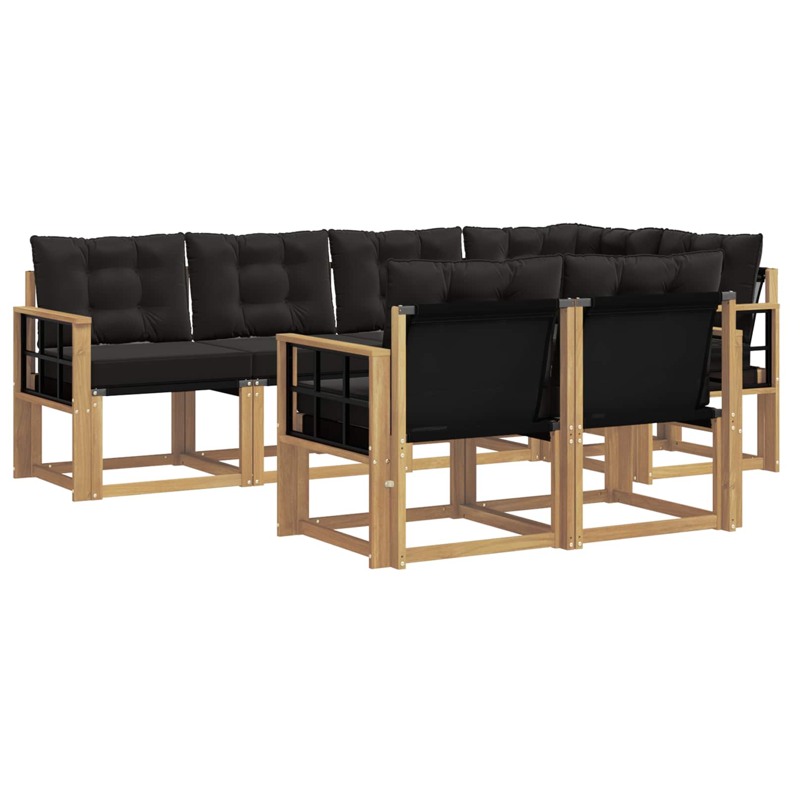 Zestaw sof na zewnątrz z poduszką 7 pcs biały i czarny