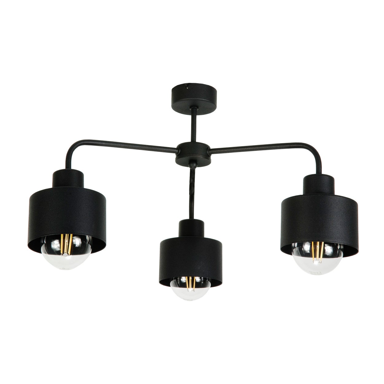 Lampa sufitowa czarna HIGS industrialna loft 3xE27 do salonu metalowe klosze Edylit