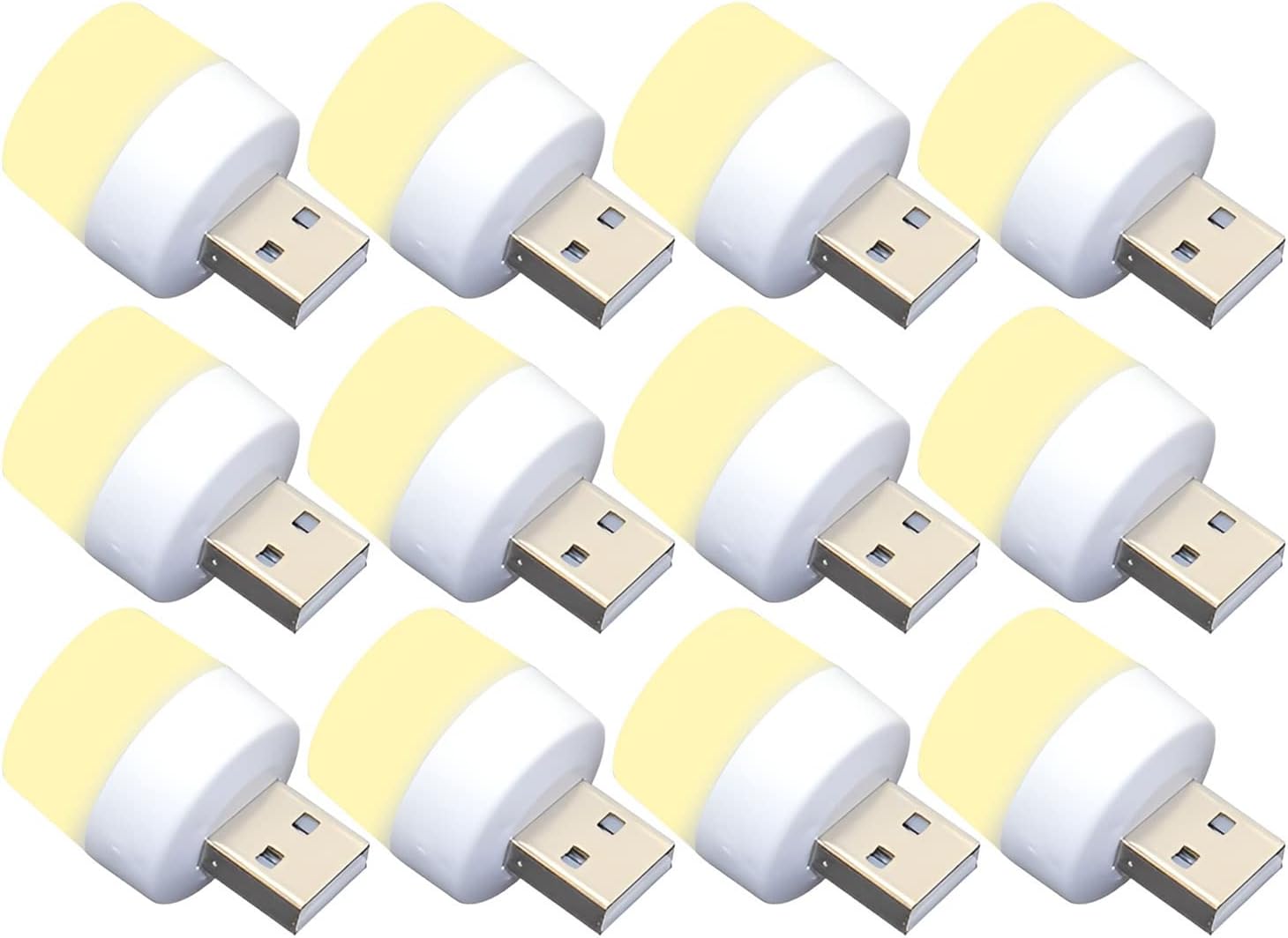 Zestaw 10 mini lampek nocnych LED USB, bez czujnika światła, ciepłe białe światło, kompaktowe, idealne do sypialni, łazienki, kuchni