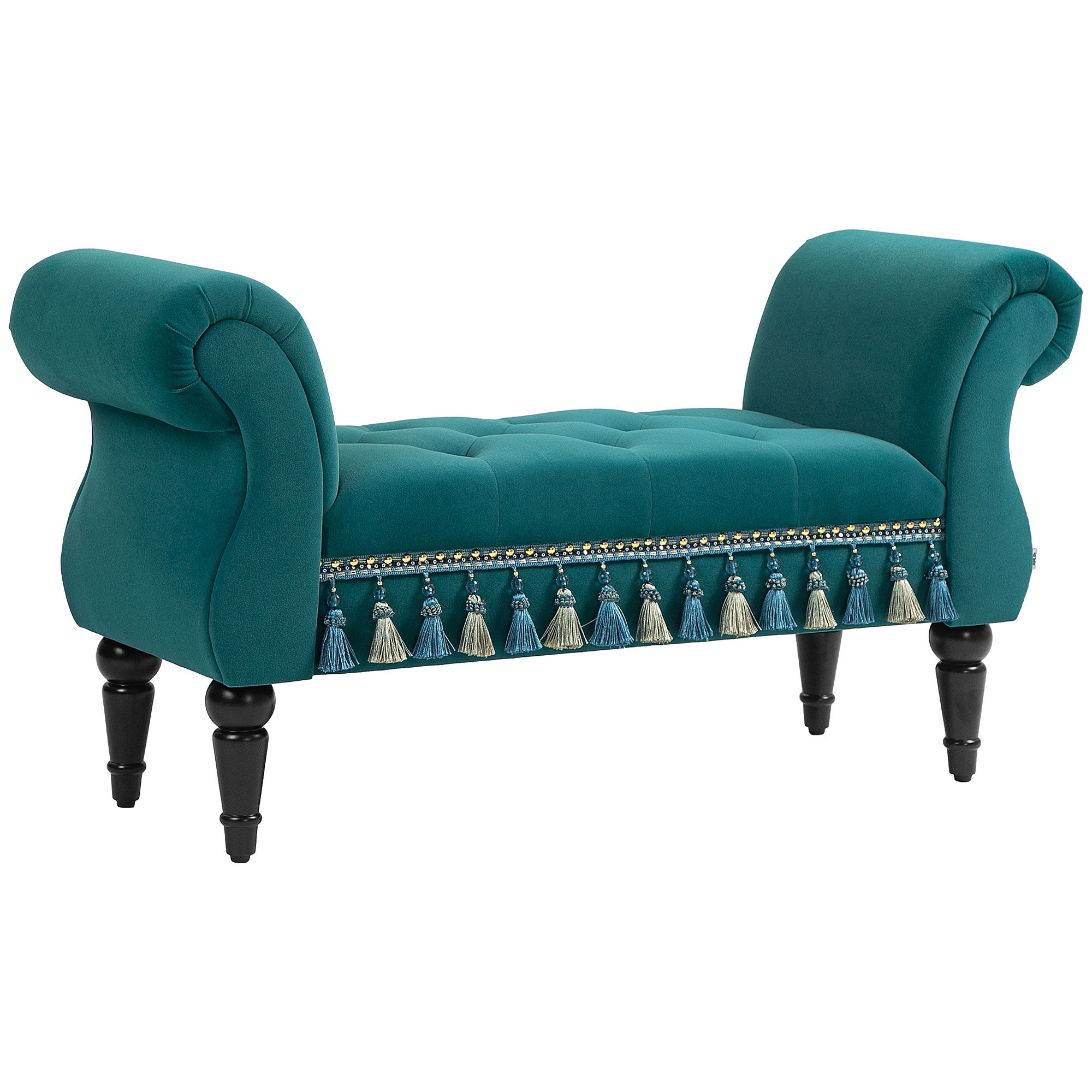 Ławka tapicerowana, siedzisko, design vintage, do 150 kg, 117x40x58 cm, kolor zielony