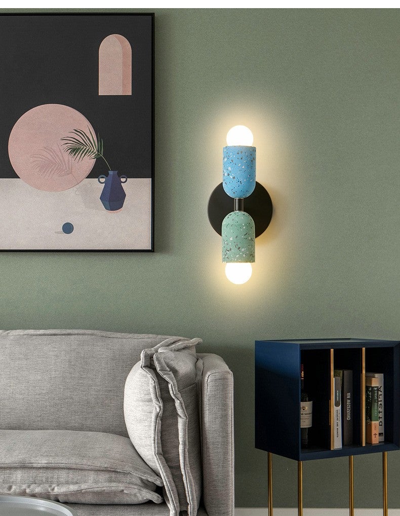 Lampa ścienna w stylu Memphis, odpowiednia do przedpokoju i na balkon; designerski styl retro, oświetlenie korytarza, światło w trzech kolorach.