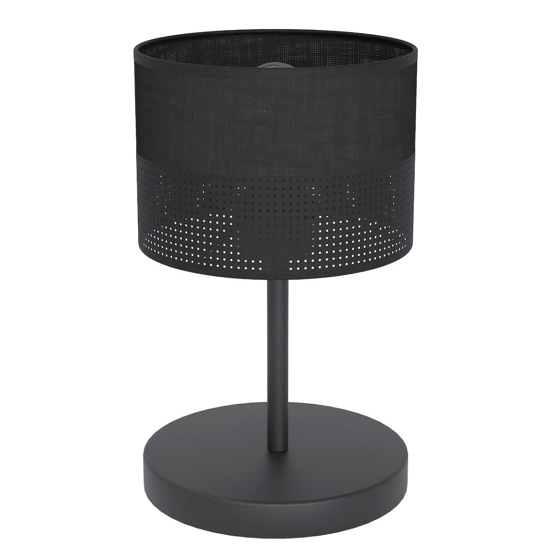 Lampa stołowa perforowany klosz KARBON 1xE27x15W metal czarna wym:33x20x20cm IP20 Emibig