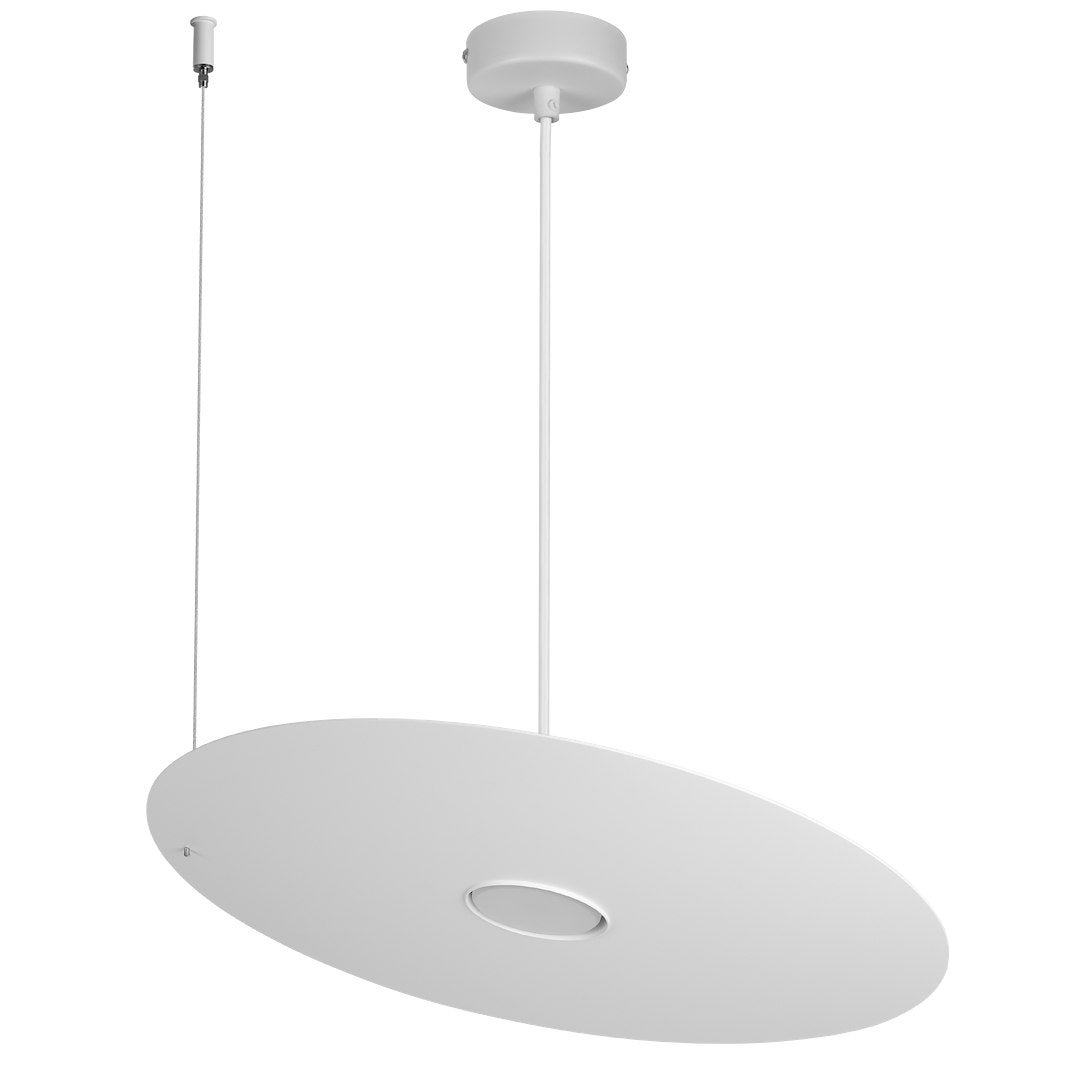 Lampa wisząca nowoczesna biała płaski okrągły klosz fi45cm 1xGX53 15W PIATTO Milagro