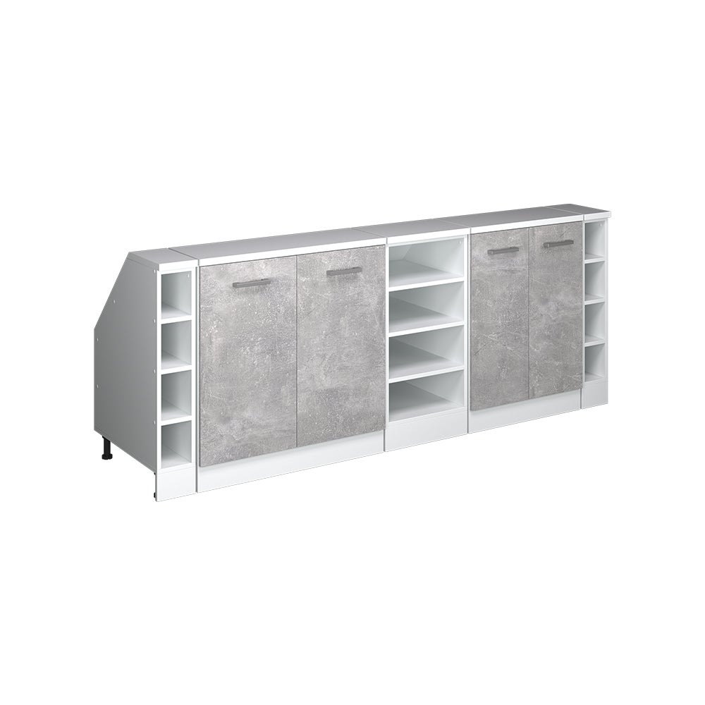 Vicco Zestaw szaf na dachy skośne Rion, Beton, 210 cm Zestaw 5 korpusów szafy głębokość 60 cm
