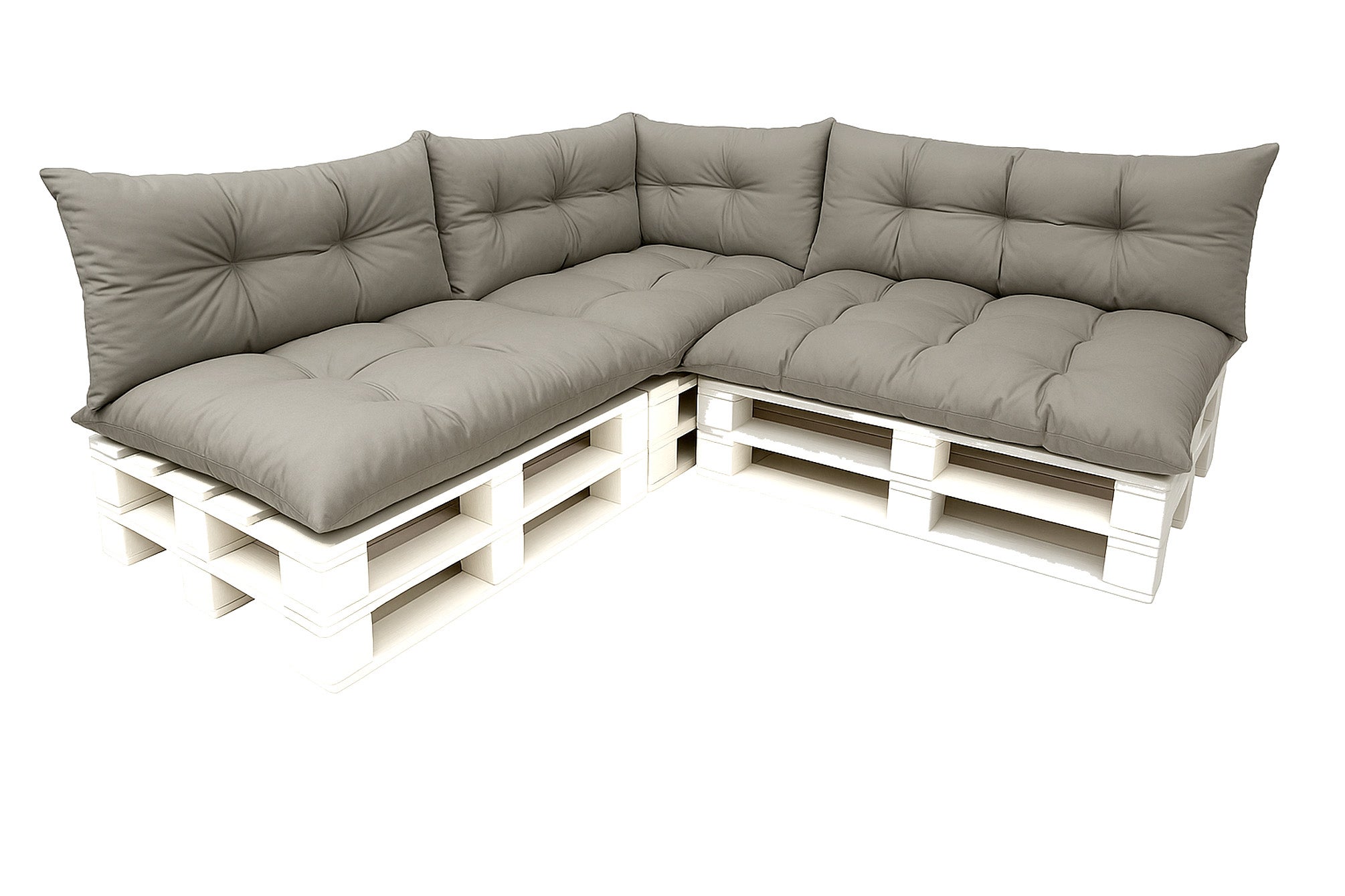 Komplet poduszek ogrodowych na palety 3x120x60cm 3x120x40cm + 60x40cm, wygodne poduszki na meble z palet szare