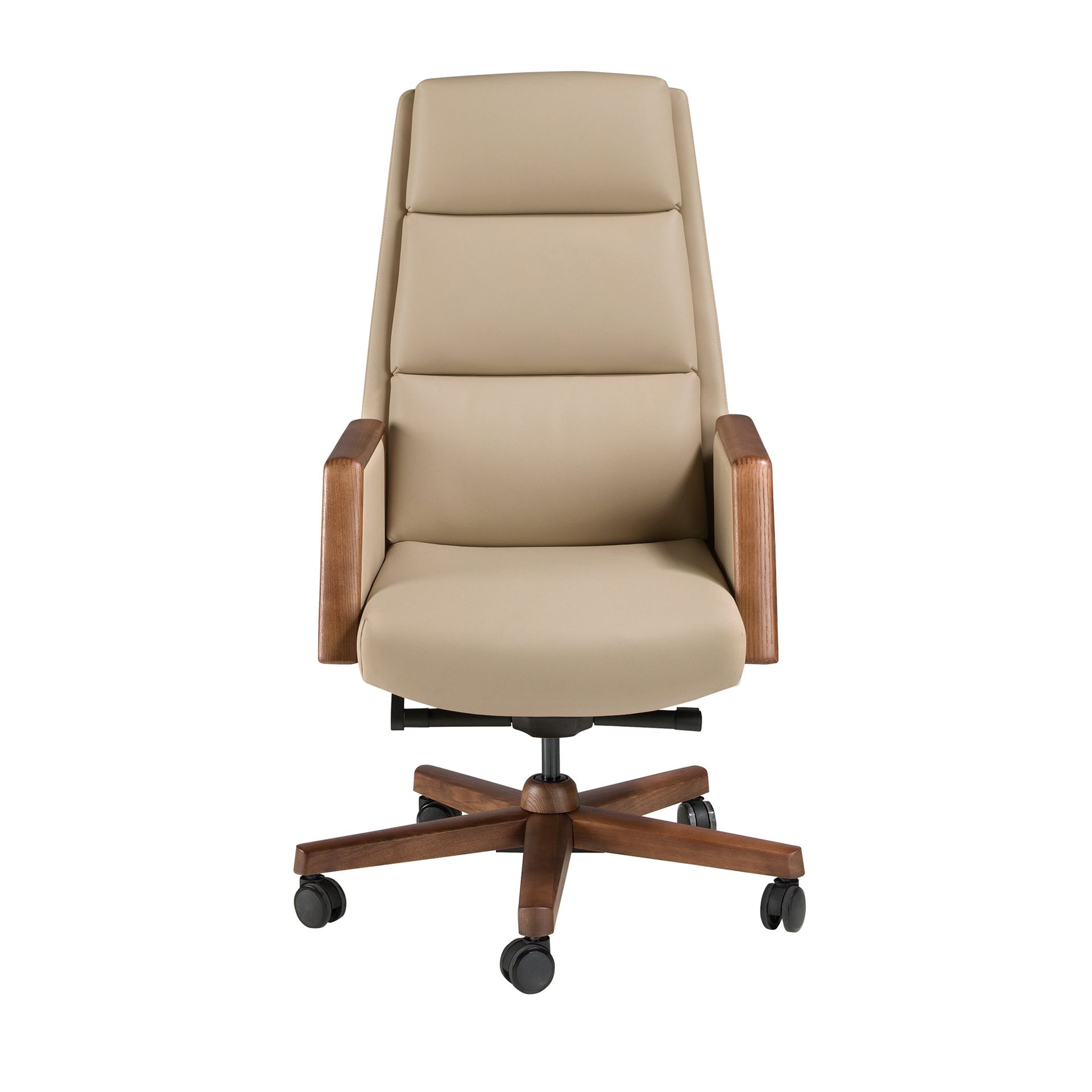 Obrotowe krzesło biurowe z imitacji skóry w kolorze mink 68 x 70 x 120