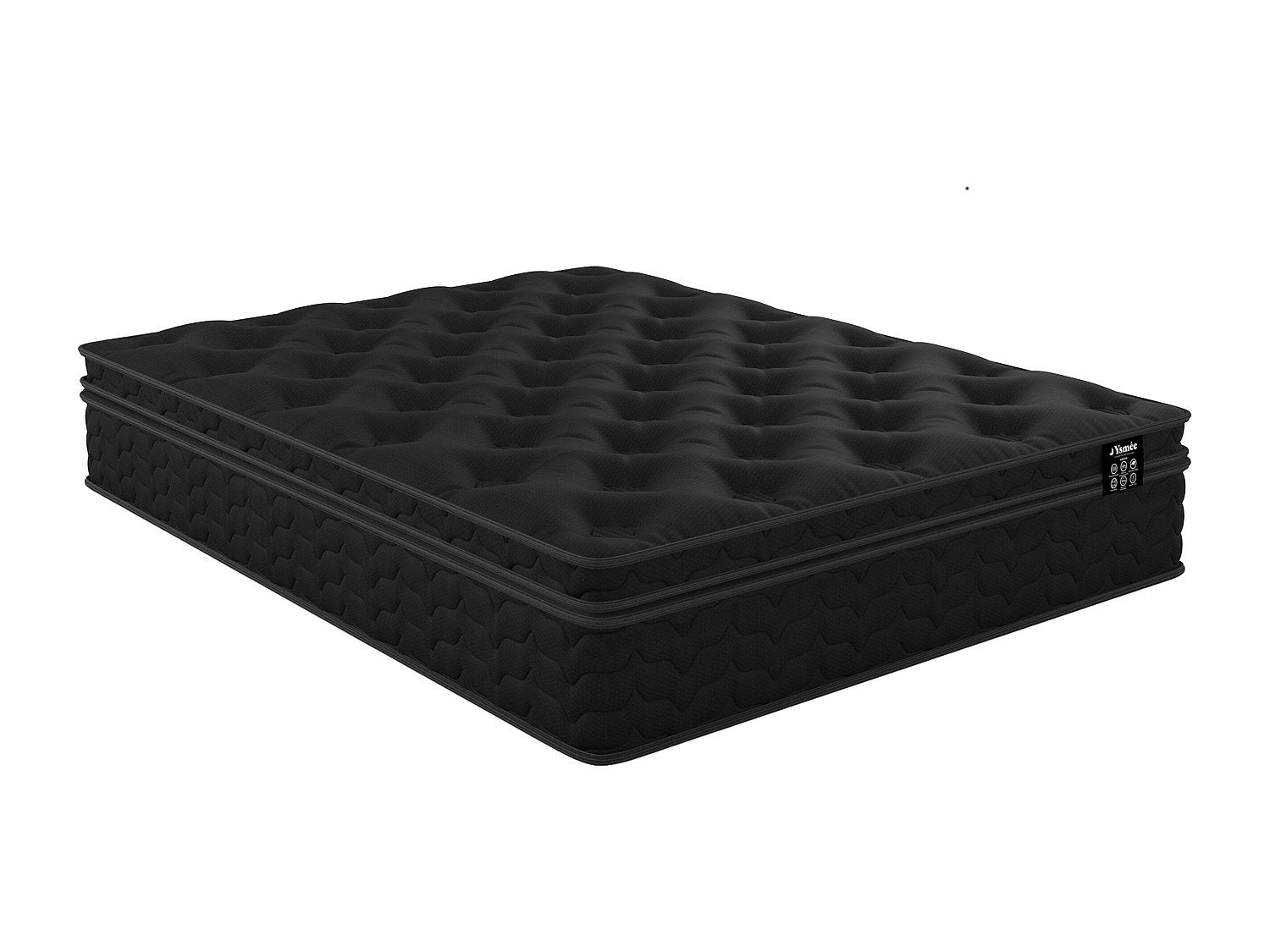 Materac 180 × 200 cm hybrydowy ze sprężynami kieszeniowymi, ze zintegrowaną nakładką i czarnym pokrowcem, gr. 30 cm - GAMIANI YSMÉE