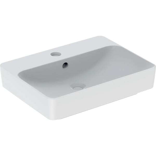 Geberit VariForm Countertop washbasin rectangular, 600x450mm, with tap hole, with overflow, 500.780.01.2