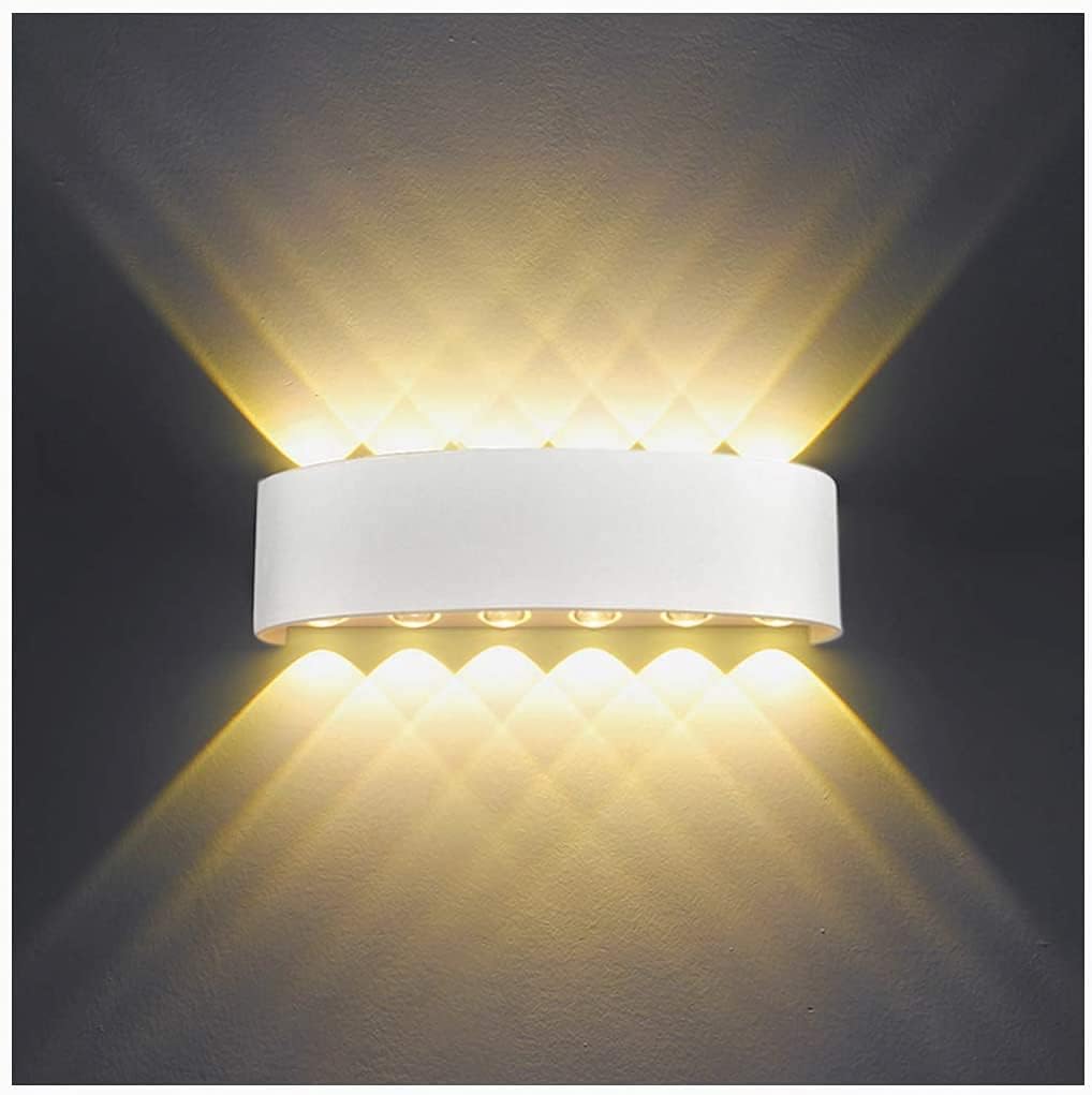 Nowoczesna biała lampa ścienna LED 12 W, wodoodporna, aluminiowa lampa ścienna zewnętrzna, światło punktowe góra/dół na schody