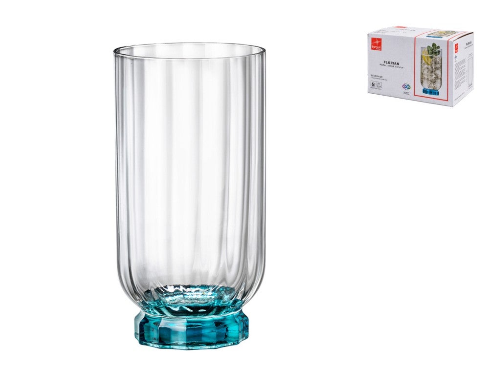 Florian Glass w przezroczystym szkle niebieski stopka do napojów 43Cl