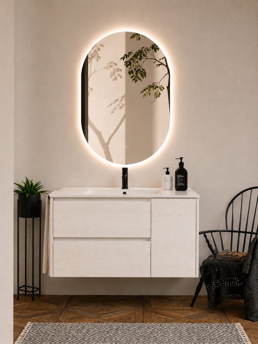 Szafka łazienkowa z umywalką ORIGENBATH ITACA bez lustra 80x40 cm biały nordycki