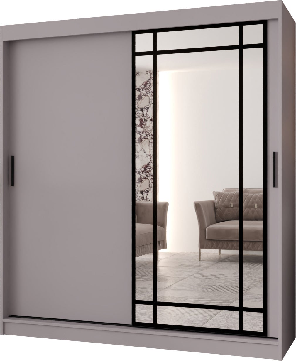 Szafa przesuwna z lustrem ALMERIA 180 x 62 x 200 kaszmir + u. czarny