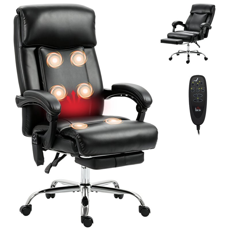 Ergonomiczny czarny fotel biurowy z funkcją wibracji i ogrzewania