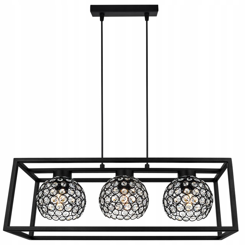 Lampa sufitowa wisząca Light Home LH Crystal Cage 3x E27 60W kryształki czarny