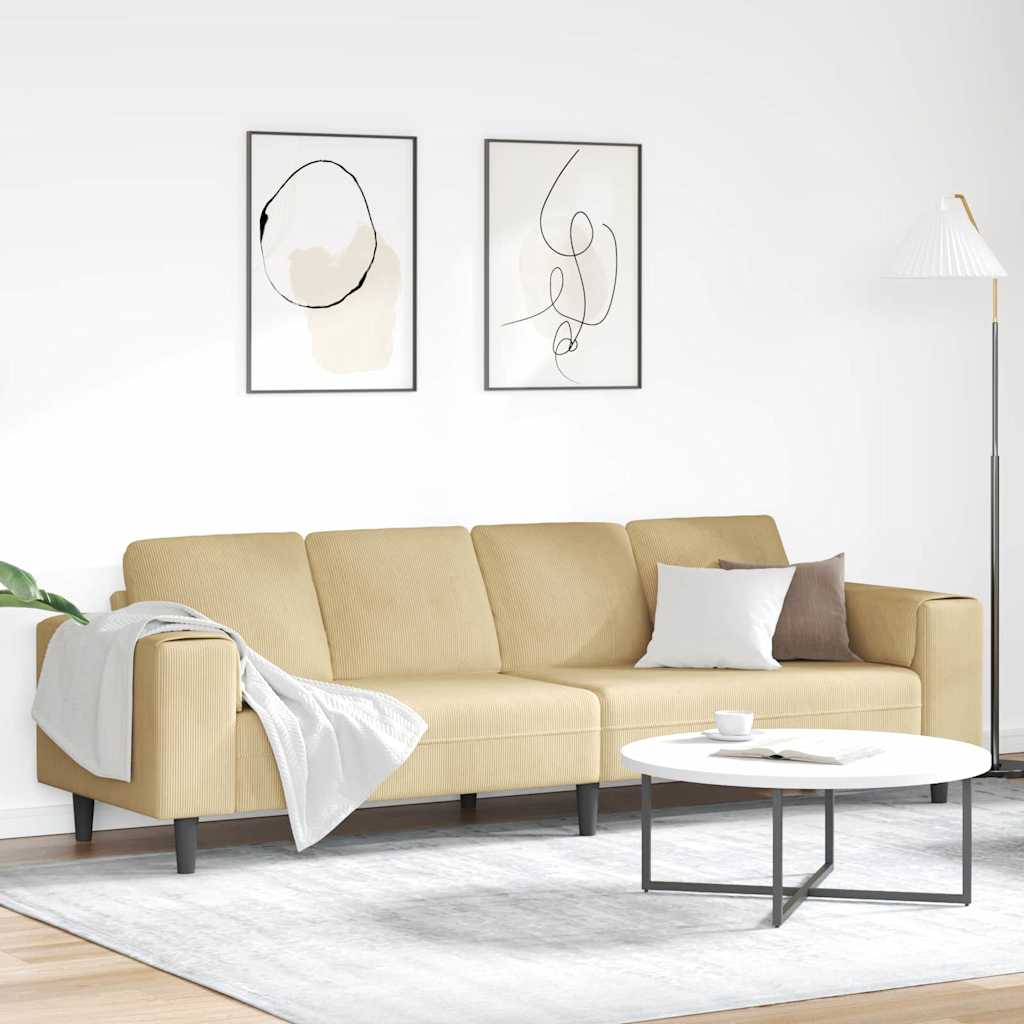 Sofa Szary zielony 250 x 77 x 76 cm Tkanina sztruksowa vidaXL