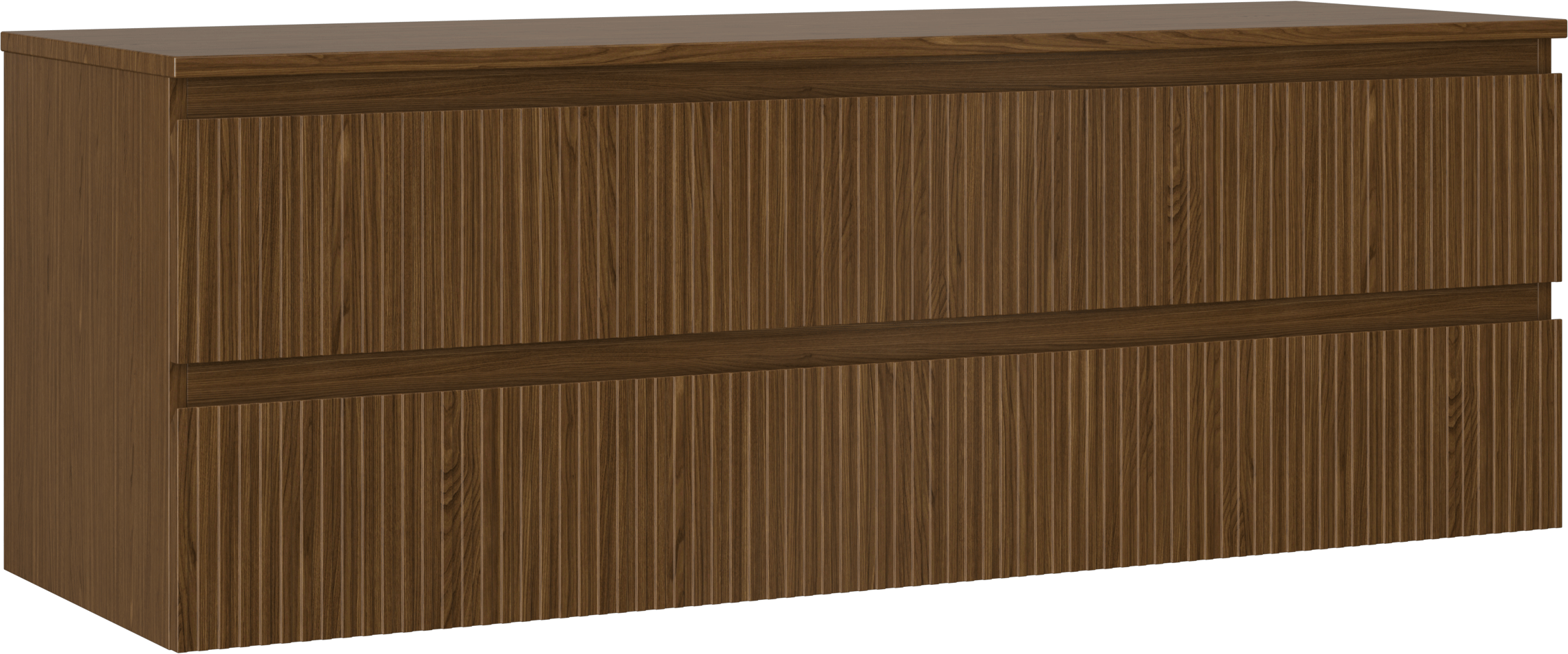 Mexen Rivel szafka łazienkowa podumywalkowa 140 cm z blatem, 2 szuflady, ryflowana , orzech - 91A20-14047-2-BFFC86