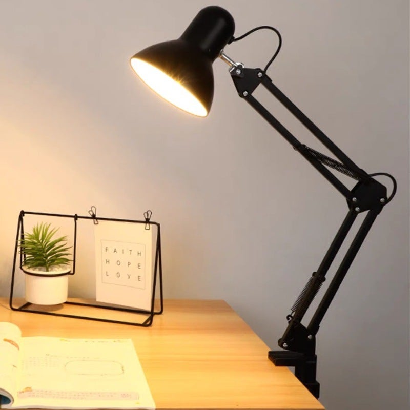 Lampa biurkowa, lampa ochraniająca oczy na długim ramieniu, lampa z klipsem, ściemniacz trójkolorowy (norma europejska)