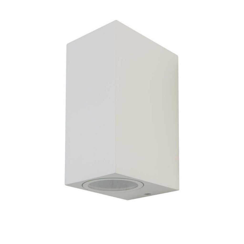 2*GU10 i GU5.3 (MR16) Kwadratowy aluminiowy naścienny reflektor LED Biały kolor IP44