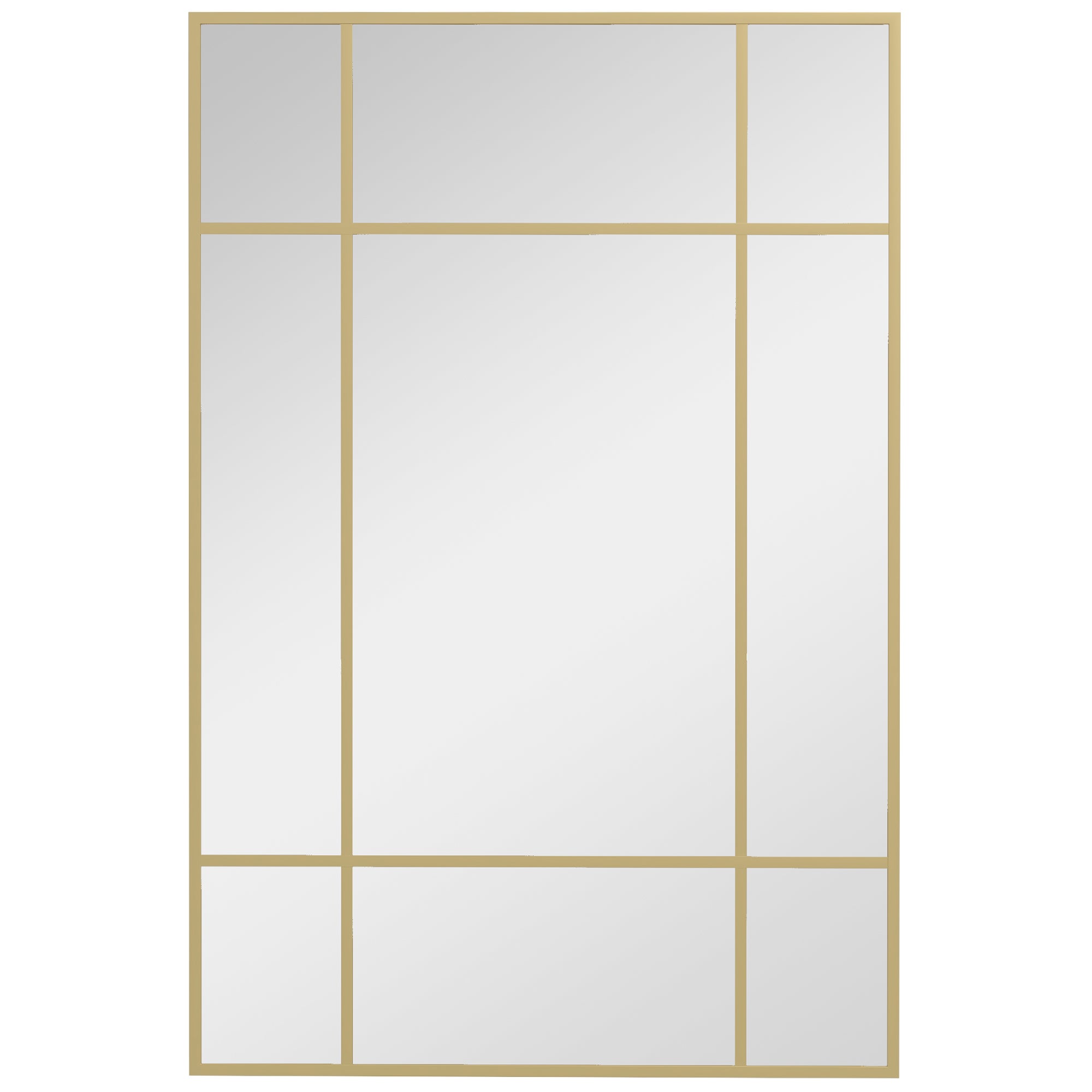 Dekoracyjne lustro ścienne z metalową ramą, złotymi paskami, wielowarstwowym szkłem, 90 cm (szer.) x 2 cm (gł.) x 60 cm (wys.)