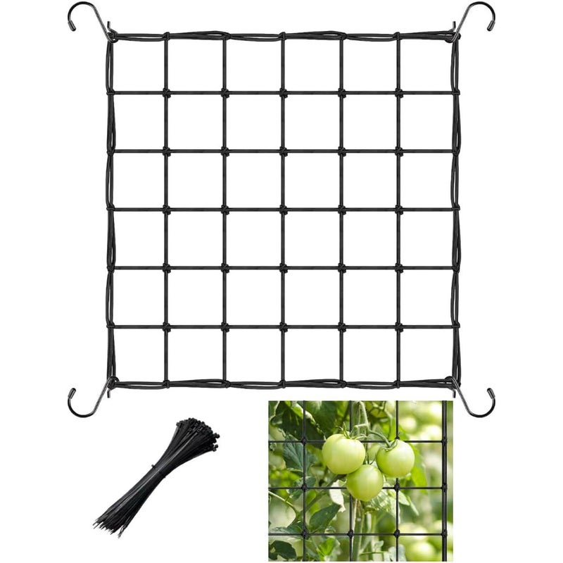 Siatka podporowa do namiotu uprawowego, 90 x 90 cm, elastyczna siatka z 4 haczykami, solidne wsparcie dla roślin doniczkowych i ogrodnictwa