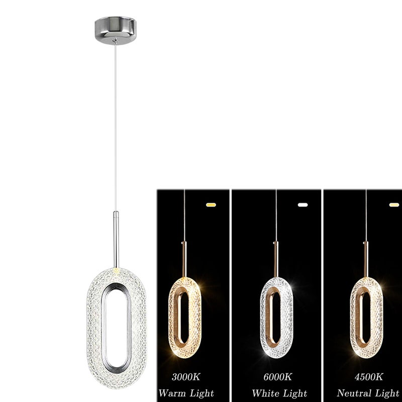 Nowoczesna lampa wisząca LED do sypialni, plafon, regulowane 3 kolory kryształowe oświetlenie, do jadalni, kuchni, lampka nocna