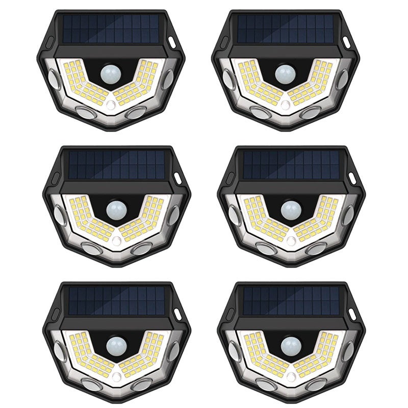 Lampa solarna na ogrodzenie z czujnikiem ruchu, idealna do ogrodów, basenów i klatek schodowych. Opakowanie 6 sztuk.