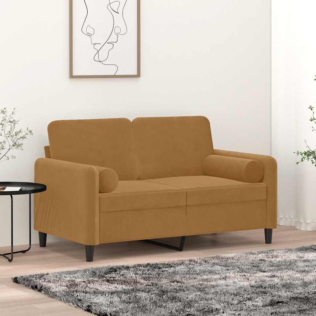 Poduszki ozdobne, 2 szt., brązowe, Ø15x50 cm, aksamit vidaXL