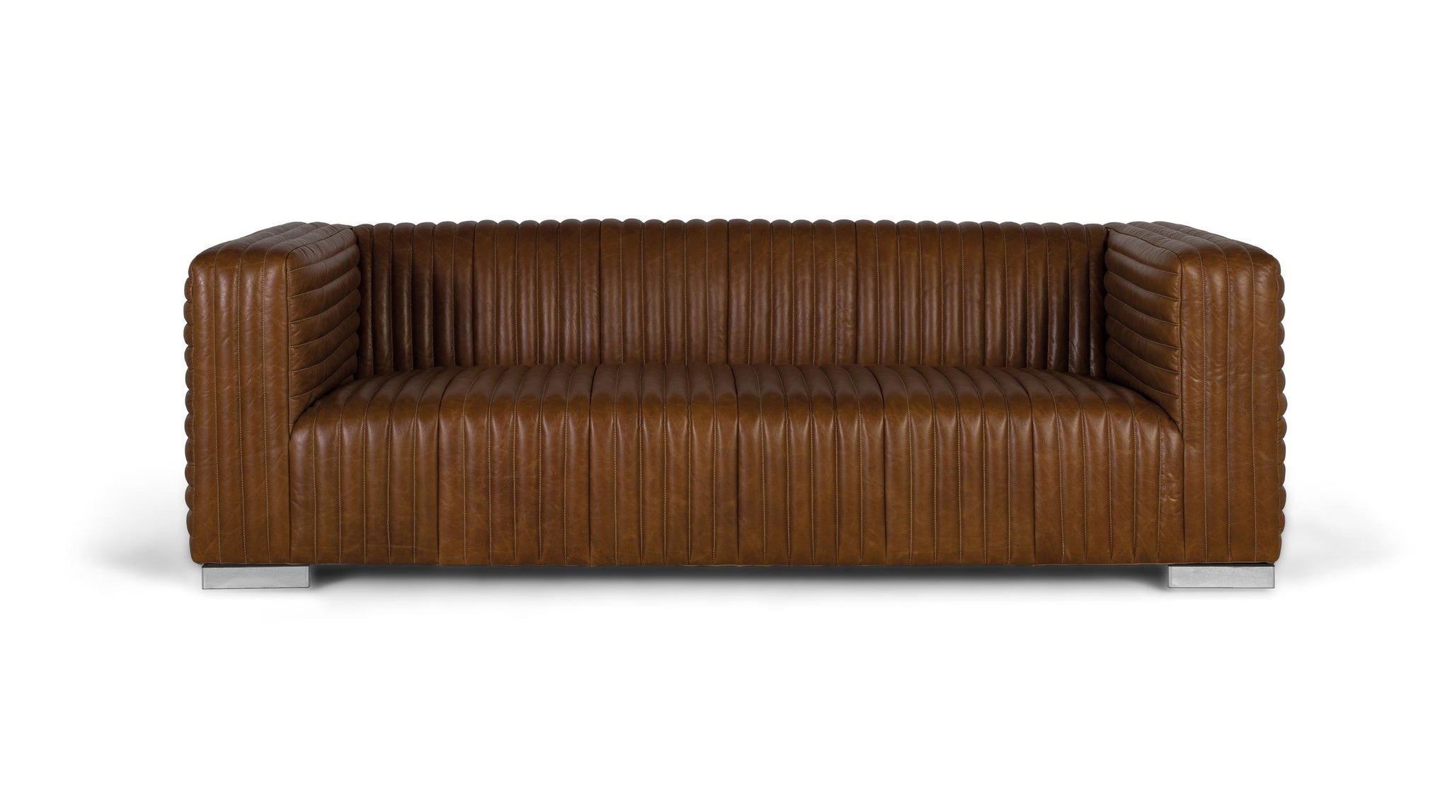 Skórzana sofa 220 cm w nowoczesnym stylu - 67x220x98 GYC