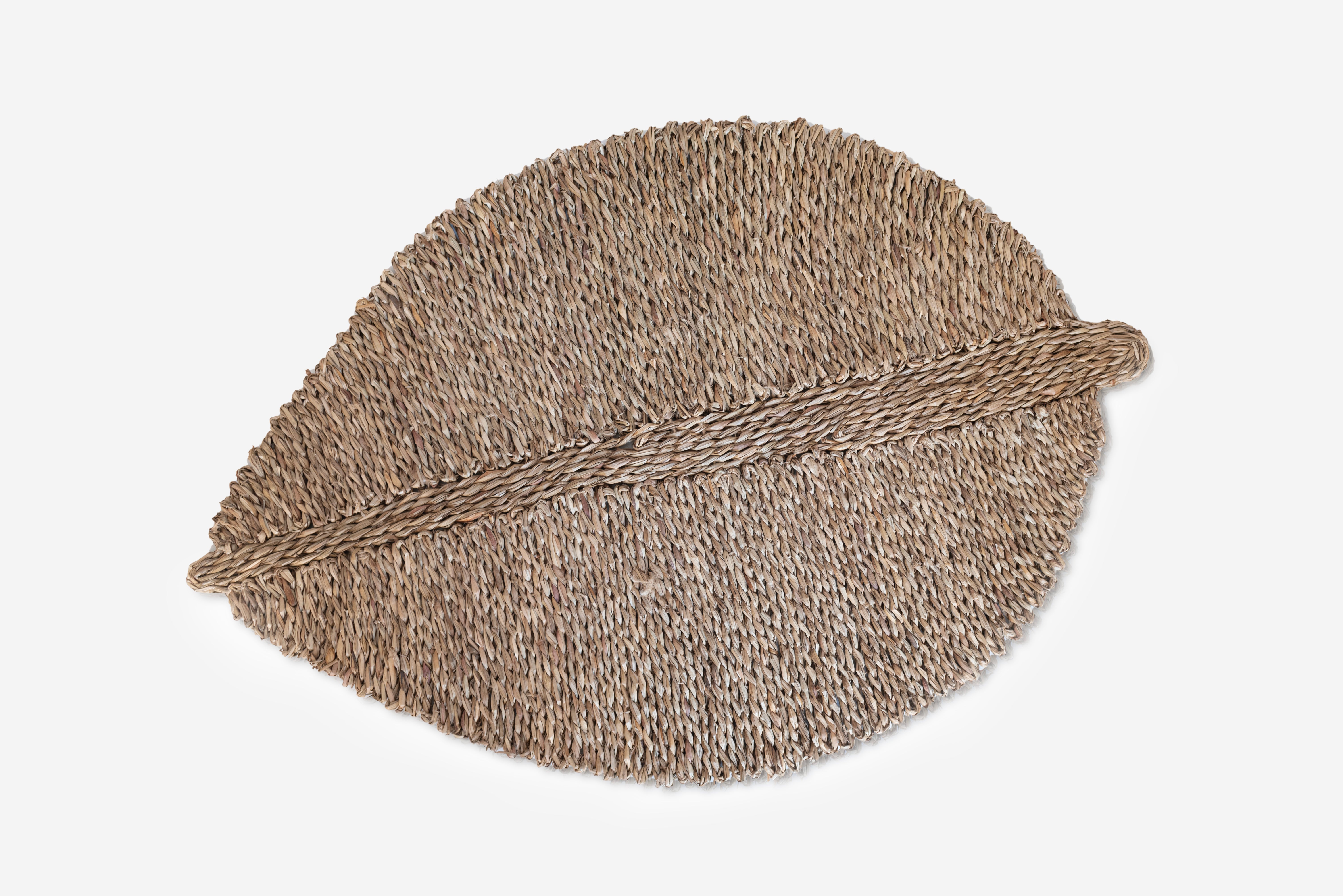 Wycieraczka z naturalnych włókien 53x80 cm | Kształt liścia, ręcznie wykonana, dekoracyjna i antypoślizgowa