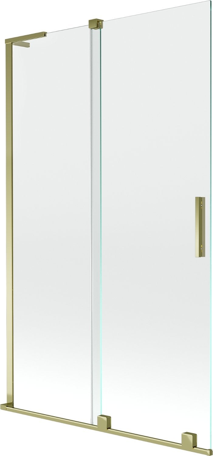 Mexen Velar L parawan nawannowy 2-skrzydłowy rozsuwany 110 x 150 cm, transparent, złoty - 896-110-003-01-50