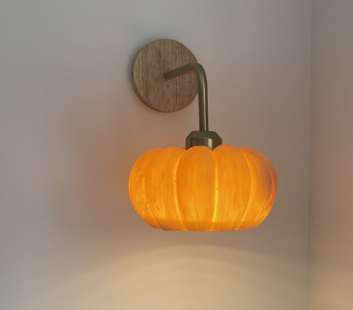 Lampa Ścienna Latarnia Dynia, Lampa Do Sypialni W Stylu Wabi-sabi Dla Dzieci, Lampa Nocna--światło trichromatyczne