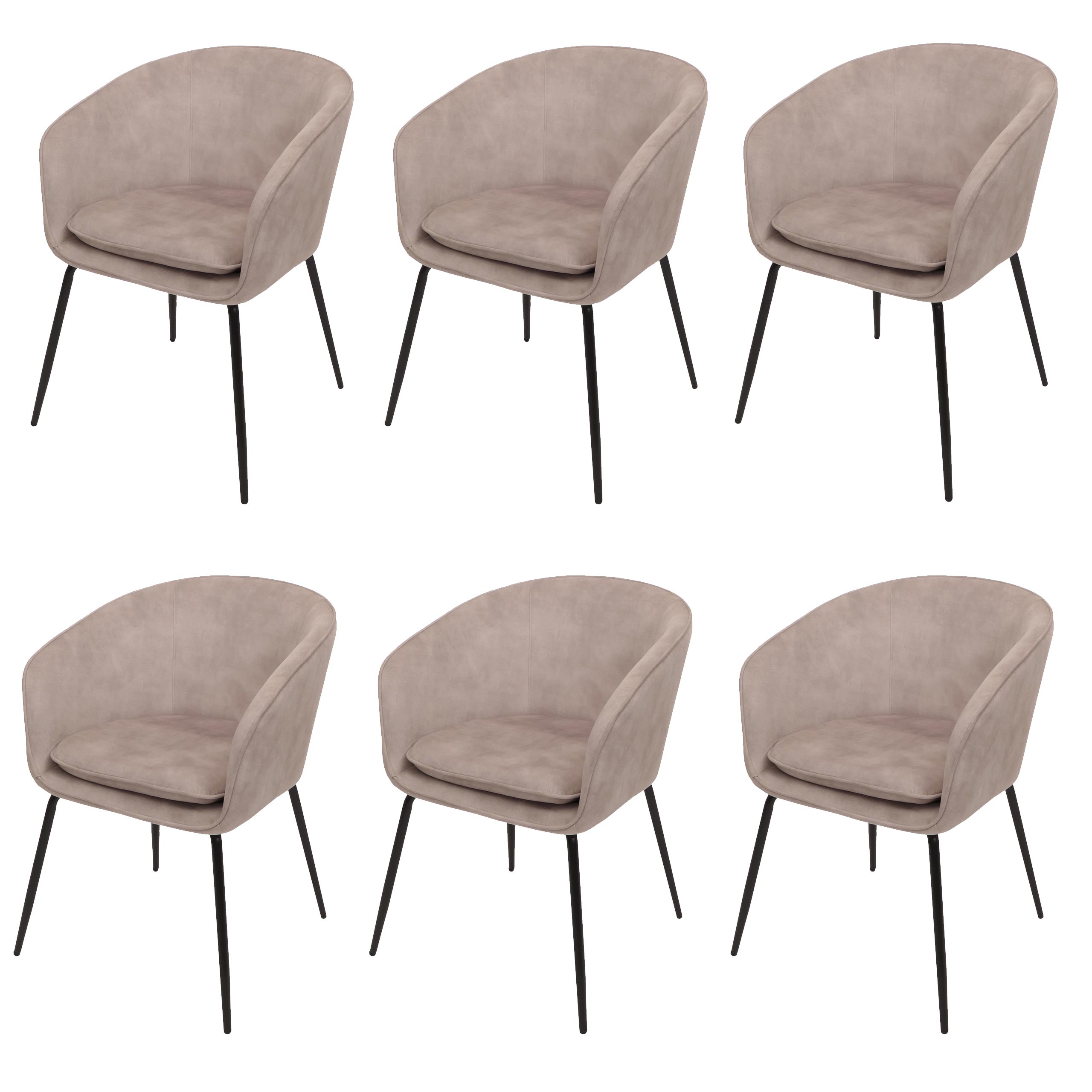 Zestaw 6 krzeseł do jadalni HWC-O28, krzesło kuchenne tapicerowane, tkanina/tekstylia (340g/m²) metal ~ taupe