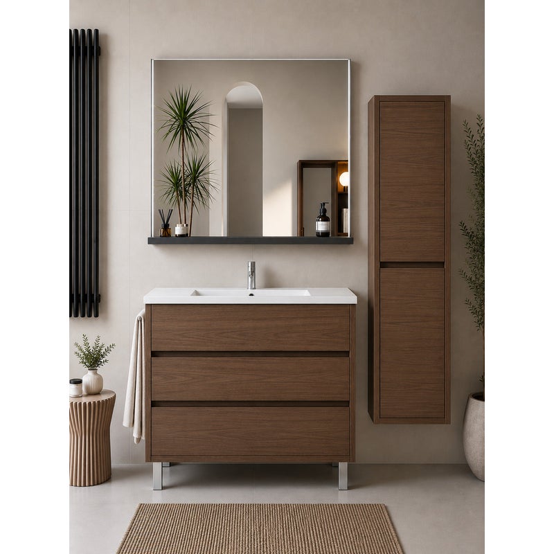 Szafka łazienkowa z umywalką ORIGENBATH IMPERIA bez lustra 90x45 cm jesion tea z kolumną