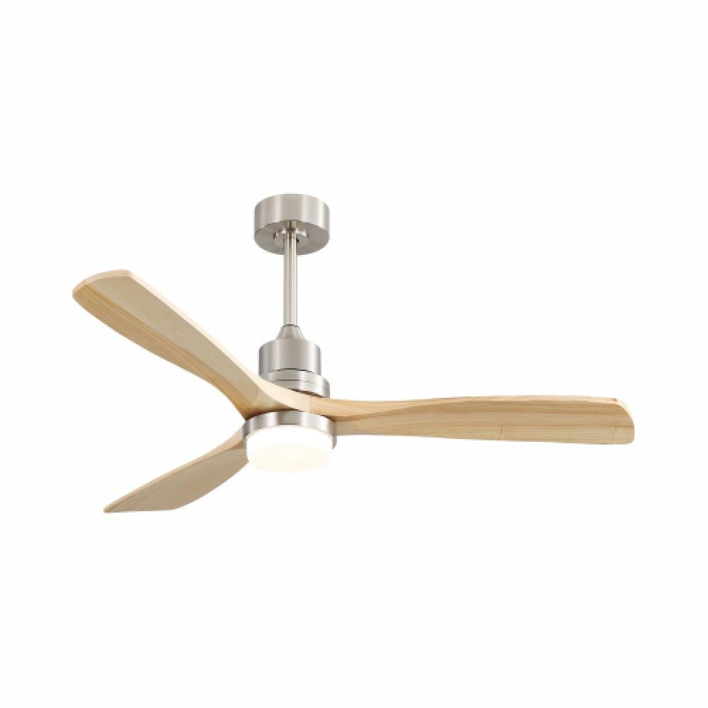 Ventilateur de plafond 52 pouces avec LED dimmable, 6 vitesses, 3 pales en bois, moteur DC réversible et télécommande, pour chambre et salon