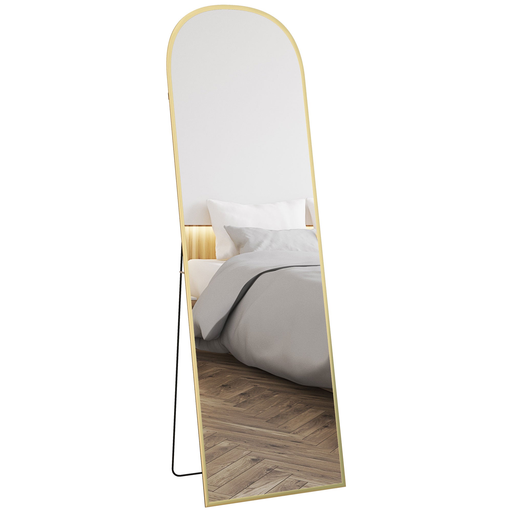 Lustro stojące z aluminiową ramą 50 × 170 cm – złoty