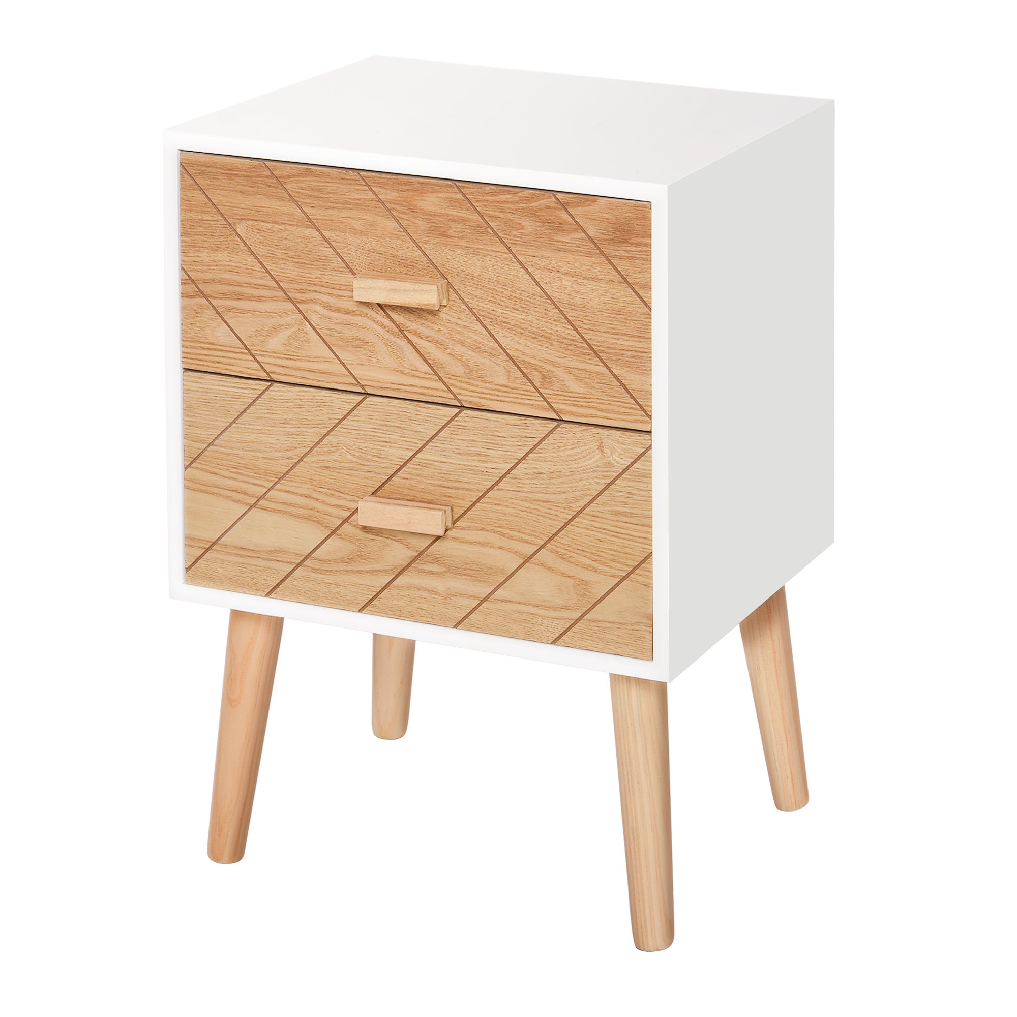 stolik nocny Dresser komoda z szufladami Przechowywanie Meble z 2 Scandinavian Szuflady 40dł. x 30szer. x 56wys. cm w Drewno