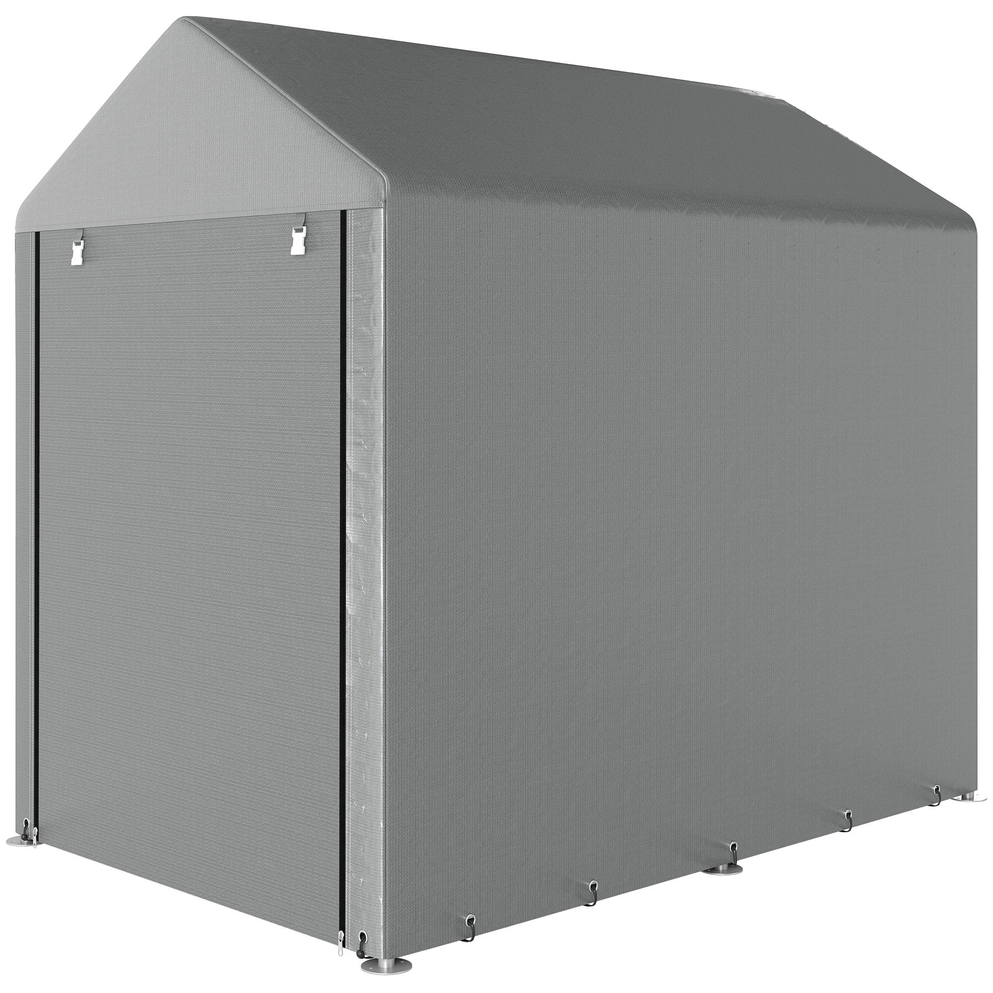 Szopa ogrodowa, namiot magazynowy, solidny i odporny na warunki atmosferyczne, rama stalowa, 1,2 x 1,8 x 1,6 m, jasnoszary