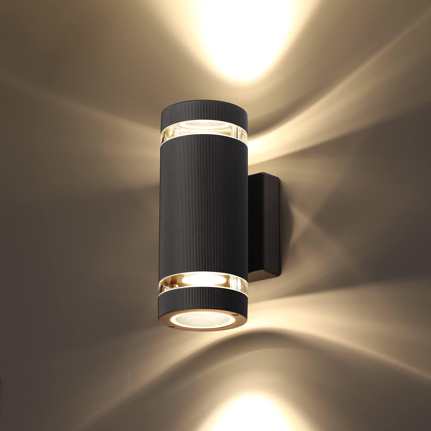 Czarna lampa ścienna LED do użytku zewnętrznego, wodoodporna lampa zewnętrzna IP65, nowoczesna lampa ścienna z aluminium 3000 K do ogrodu, garażu, tar