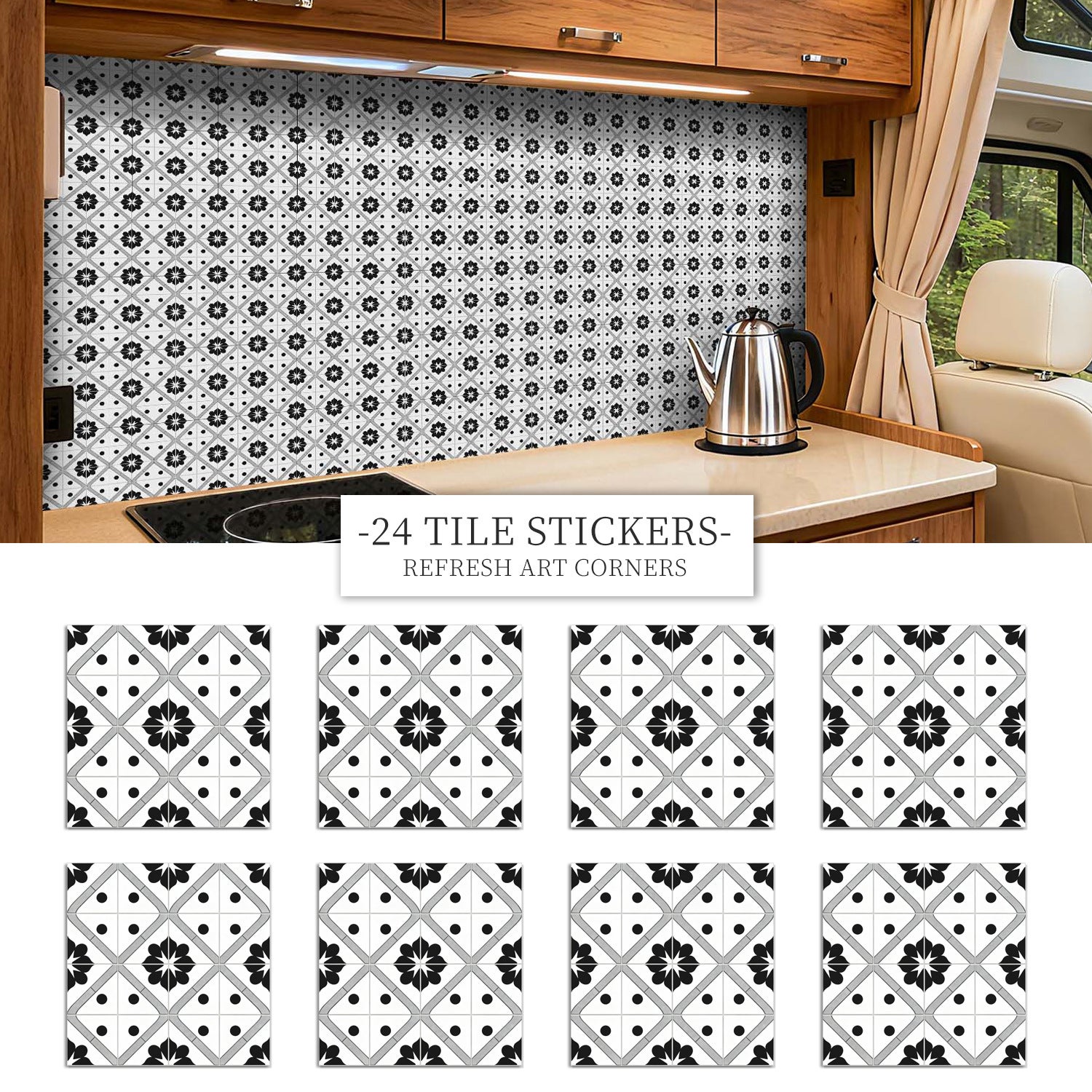 Naklejki ścienne imitujące płytki – tapety dekoracyjne – naklejki na backsplash (24 sztuki, 20x20 cm) – samoprzylepne naklejki ścienne
