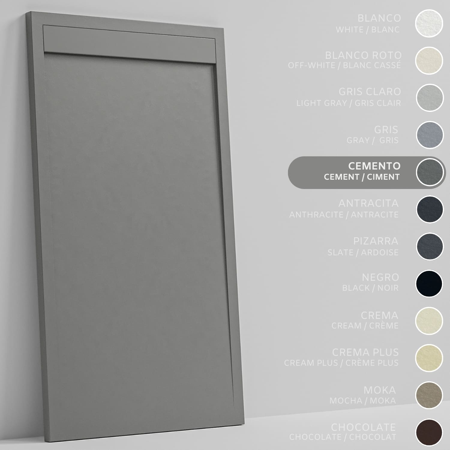 SOULHOME Brodzik prysznicowy– Żywica– Gel Coat– Gładka/Kamienna tekstura – Antypoślizgowy – cementowoszary- 190X70- Niski 3cm– Minimalistyczny