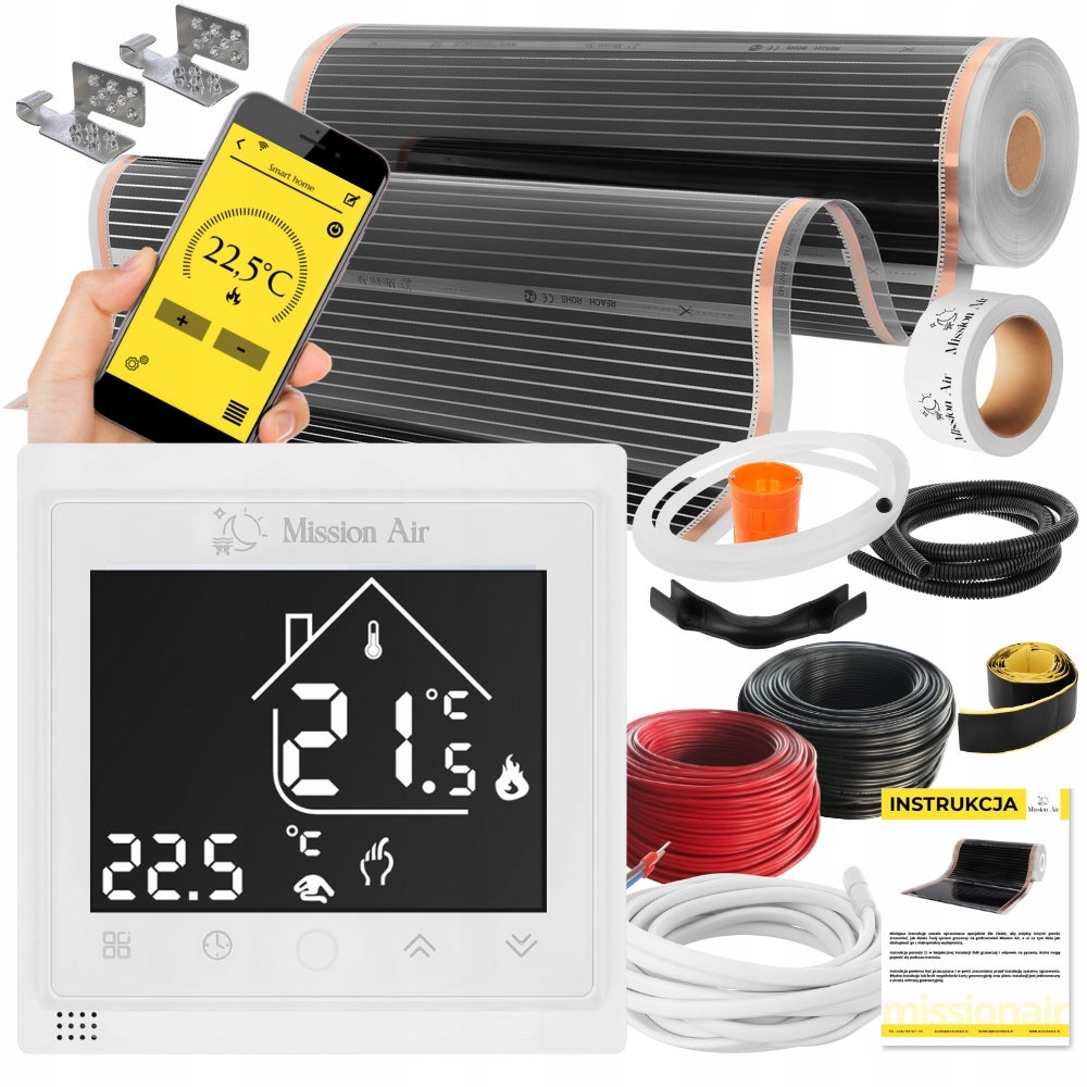 Zestaw folii grzewczych IR SILVER 160W 2m²,szer.100cm + Libra Biały