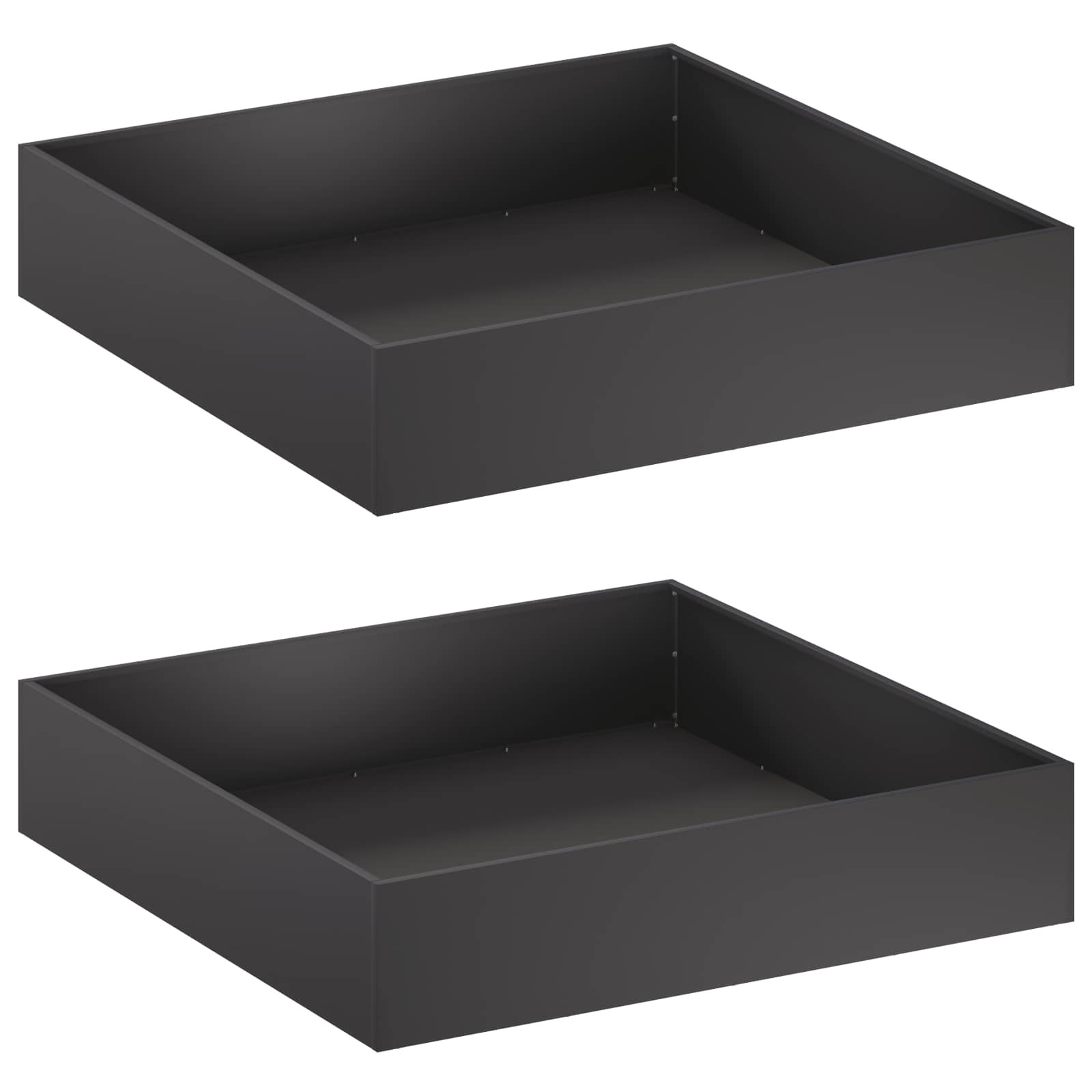2x Donica Ogrodowa Stalowa 100x100x20 cm Czarna na Taras na Balkon na Zioła
