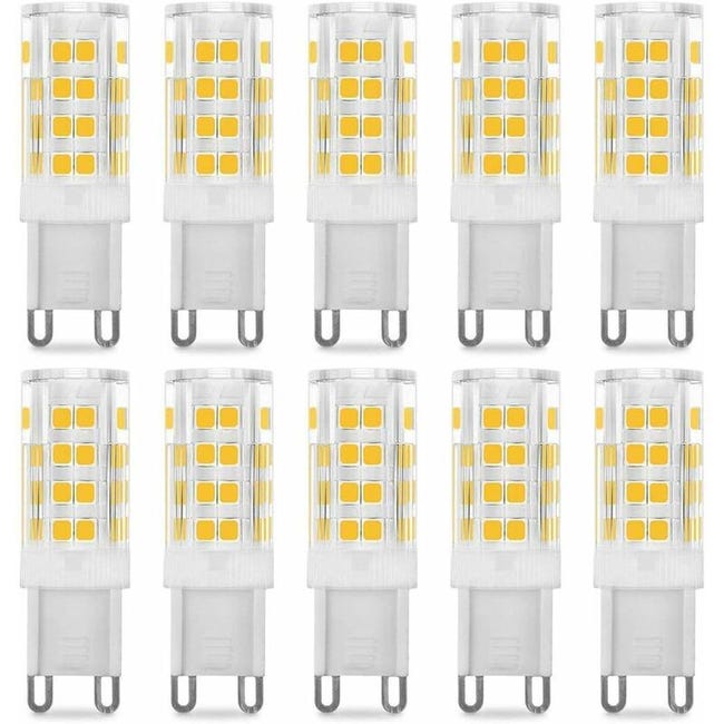 Zestaw 10 żarówek LED G9 5 W – odpowiednik 40 W, ciepła biel 3000 K, oświetlenie 360° do domu