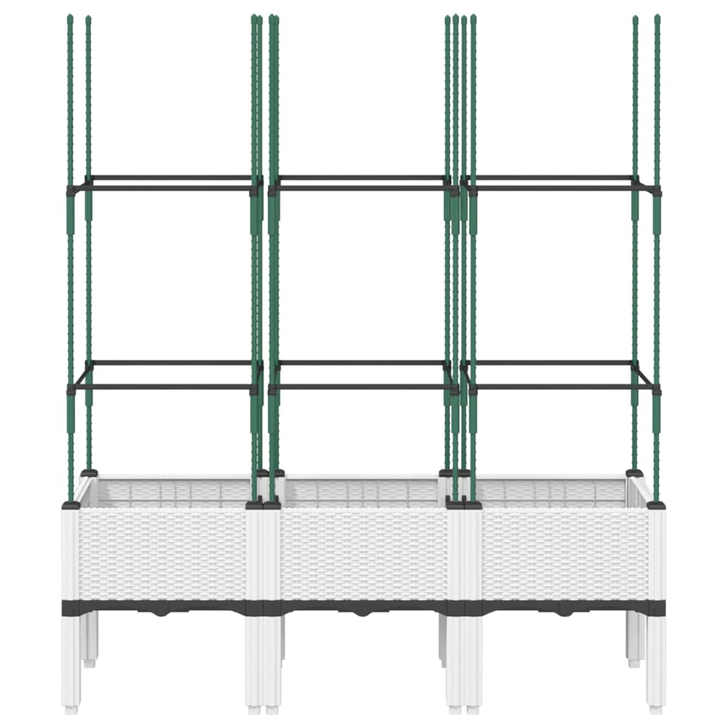 Donica ogrodowa z kratką, biała, 120x40x142,5 cm, PP