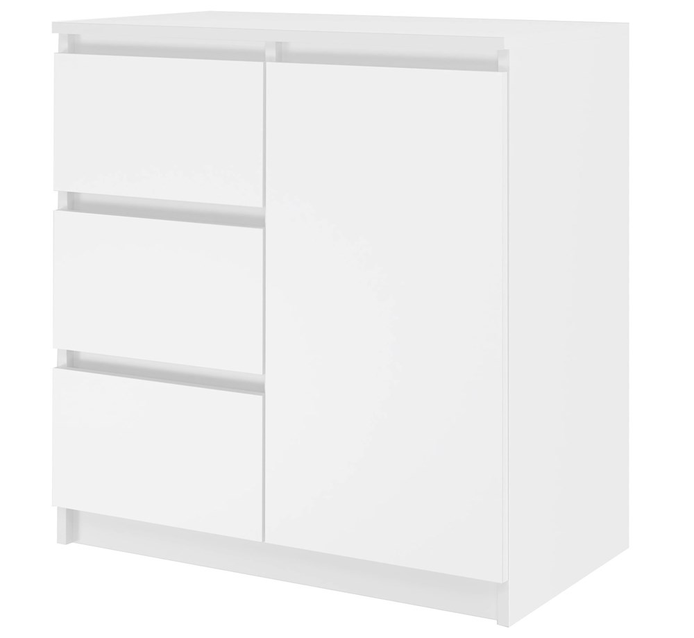 Topeshop 1D3S BIEL Komoda, Matowa Biała