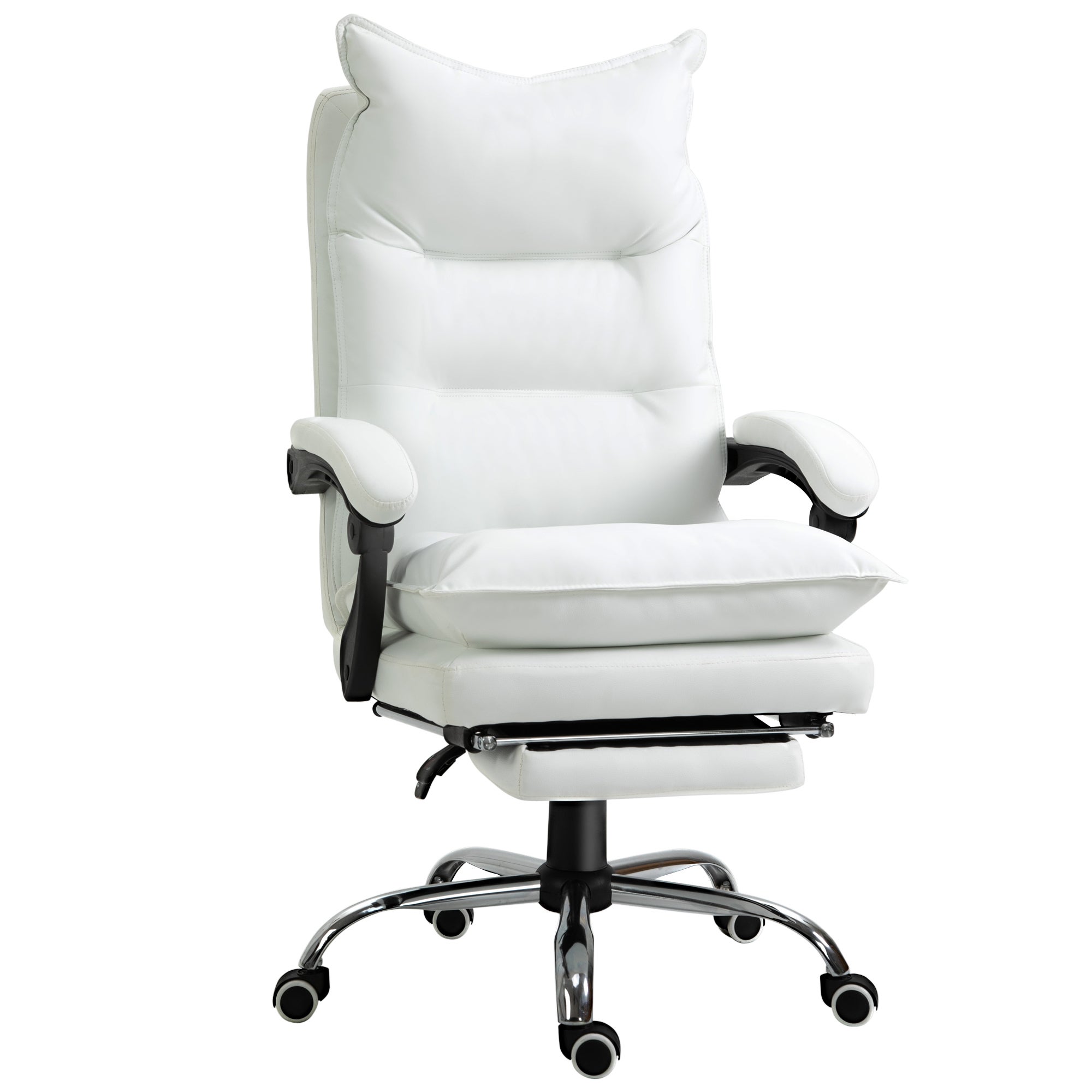 Fotel biurowy, ergonomiczny fotel biurowy z odchylanym oparciem, regulowana wysokość, 66 x 72 x 130 cm, biały